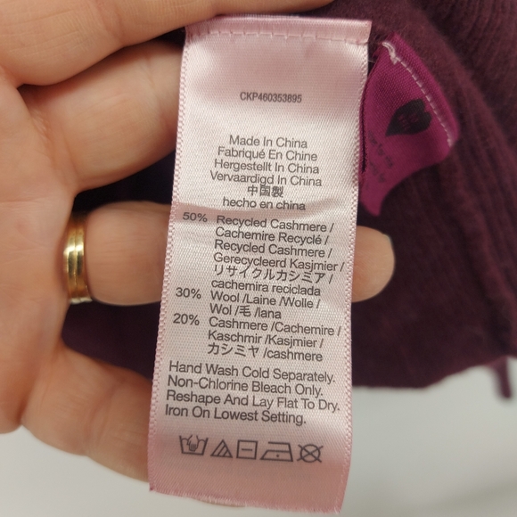 Madewell Cashmere Heart Pointelle Crewneck Sweater Purple Size Medium - Picture 4 of 9